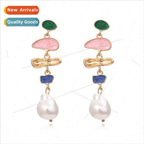 New simple long geometric earrings retro fashion oil drop pe