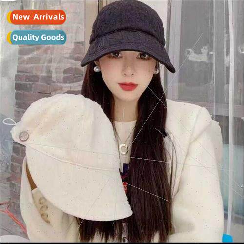 Bubble yarn duck tongue hat can be hung mask wide brim shade