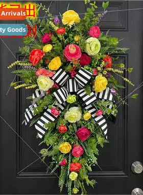 New Spring Summer Wreath Swag Front Door Upside Down mulatio