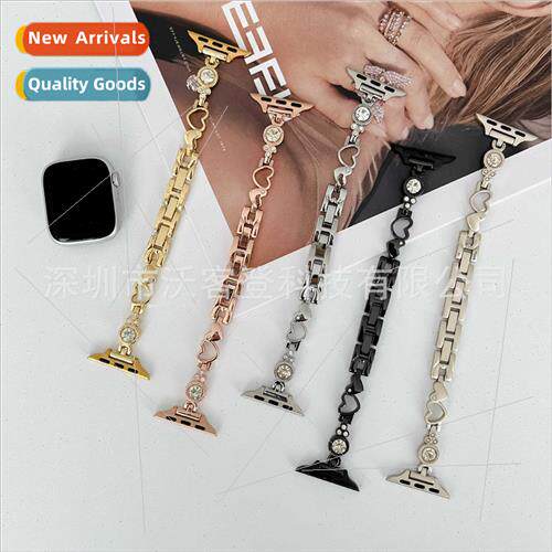适用apple watch diamonds heart print metal strap apple watch