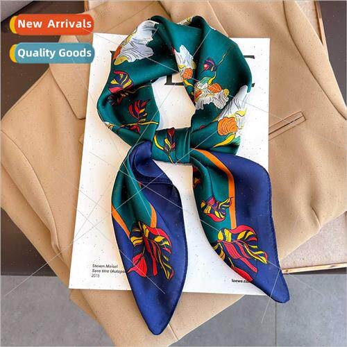 2023 new simulation silk temperament small square scarf fema