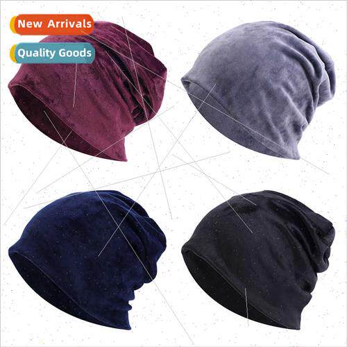 Autumn winter new golden velvet cap Pure color pile cap ear