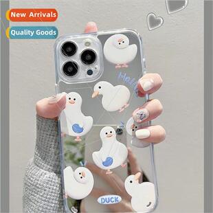 Dorky cartoon duck iPhone 13 makeup mirror 14ProMax 适用 App