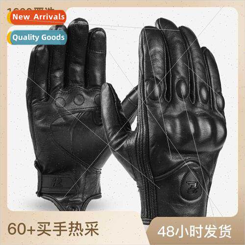Motorcycle biker leather riding warm gloves touch screen men