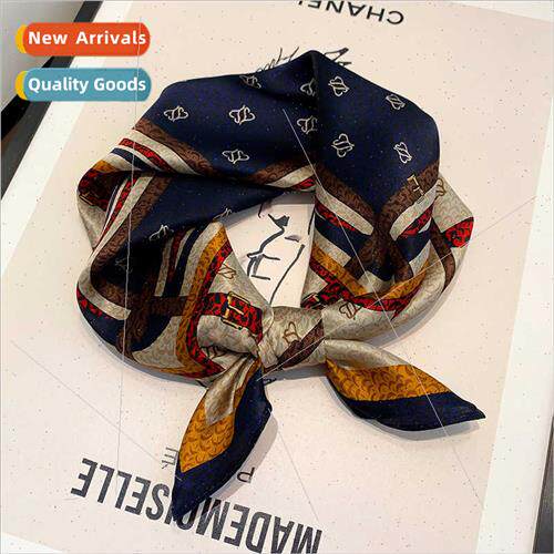 Korean  plaid silk small square scarf female fashion decorat