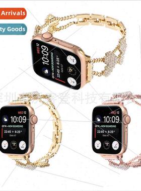 适用Apple rhinestone love diamond inlay double chain metal w