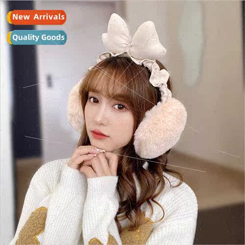 2022 winter new plush ladies folding ear muffs cute students