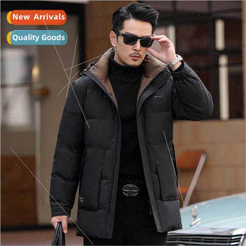 Thickened warm medium-length down jacket men winter high-end