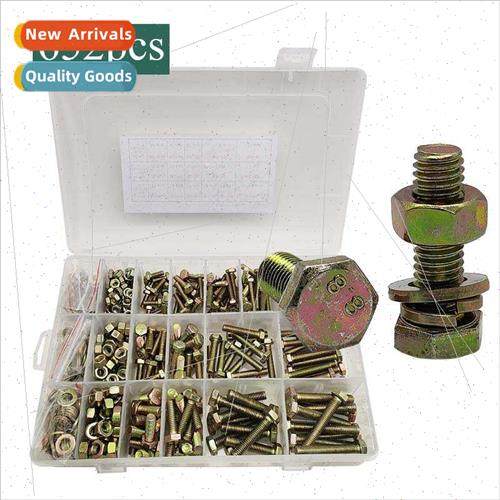 652pcs boxed color zinc plated M4M5M6 hexagonal screws nuts