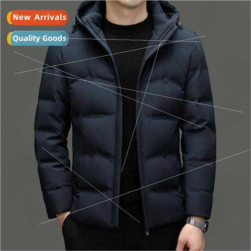 Hooded down jacket men in long 2023 winter new thickened war