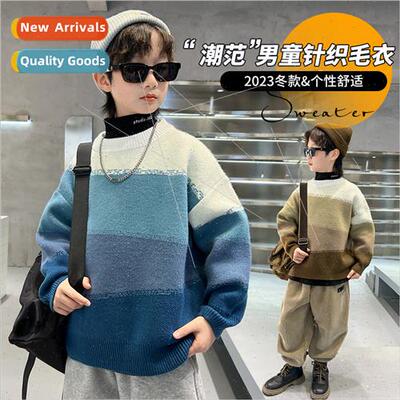 Boys half turtleneck sweater fall and winter 2023 new childr