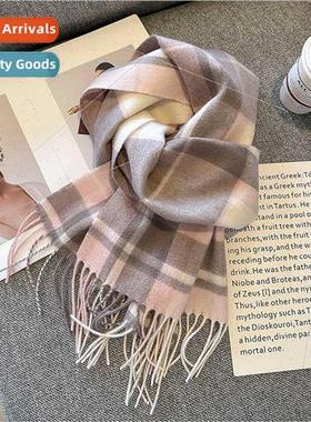 Korean  100% wool plaid scarf female winter students versati