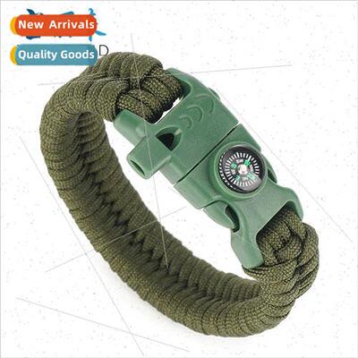 5-in-1 Compass Flint Bracelet Outdoor Escape Survival Hand R