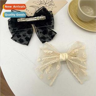 clip hair 2023 new female bow clips back Lace top flowers