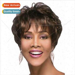 wigs 适用women short curly hair chemical fiber head covering