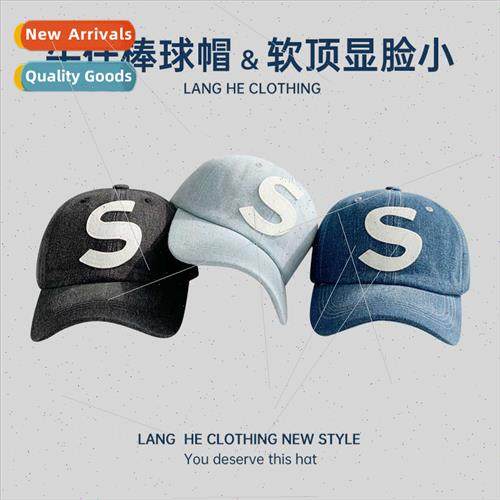 Big S letters cowboy baseball cap female  washed soft top re