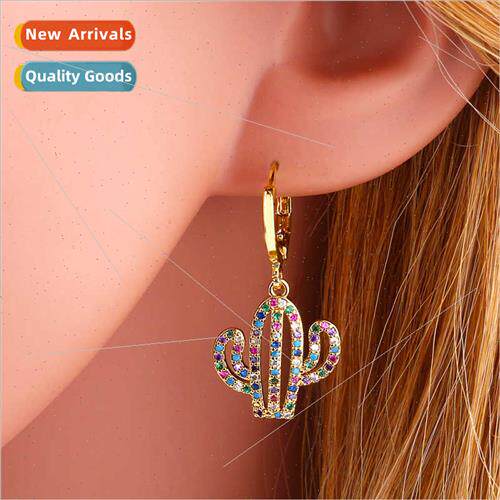earrings female Europe nd exotic cactus earrings copper micr