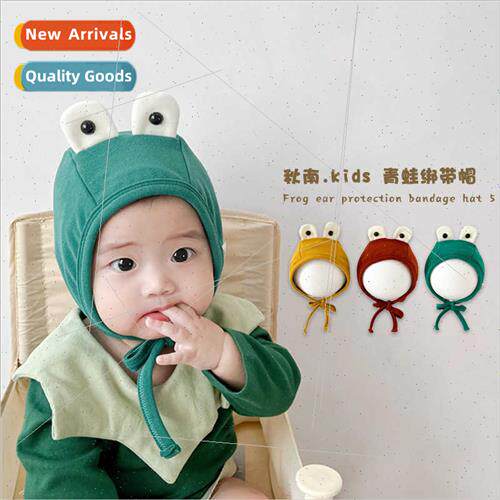 New baby hat spring fall cute cartoon frog newborn baby warm