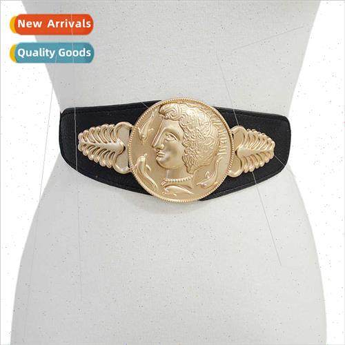 Women Belt Casual Decorative Metal Beauty Head Stch Elastic
