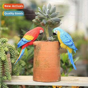 Rustic parrot ornament  garden yard potted plant decorations