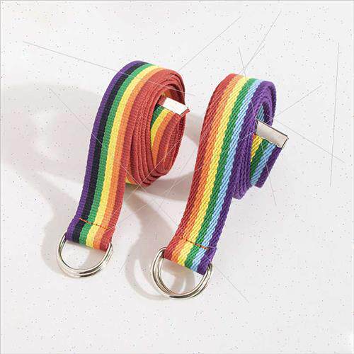 New Korean female double ring D-type buckle colorful rainbow