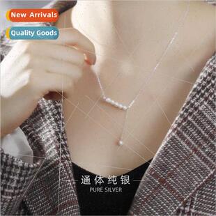 Pearl Freshwater S925 Plated mple Row Elegant lver Necklace