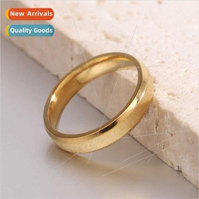 Europe Ins fashion simple new tanium steel gold plating ring