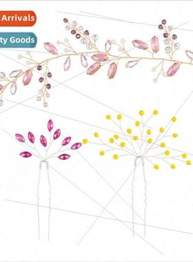 New wedding dress bride hair accessories set colorful crysta