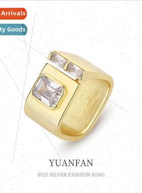 925 silver hjewelry women euroins open square zirconia ring