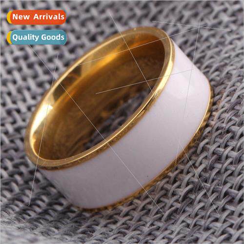 Korea Ins new fashion students tanium steel ring gold whe dr