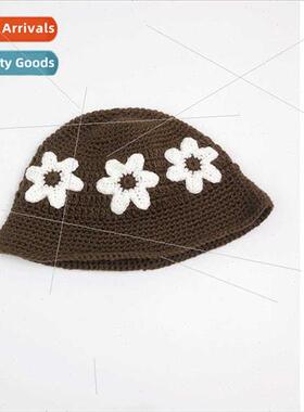 Japanese sweet lovely hand-knted flower pot hat female niche