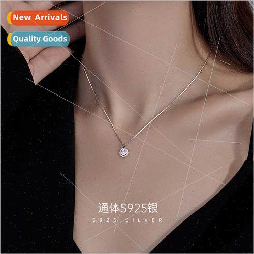 S925 silver smiley necklace women ins premium niche hollowed