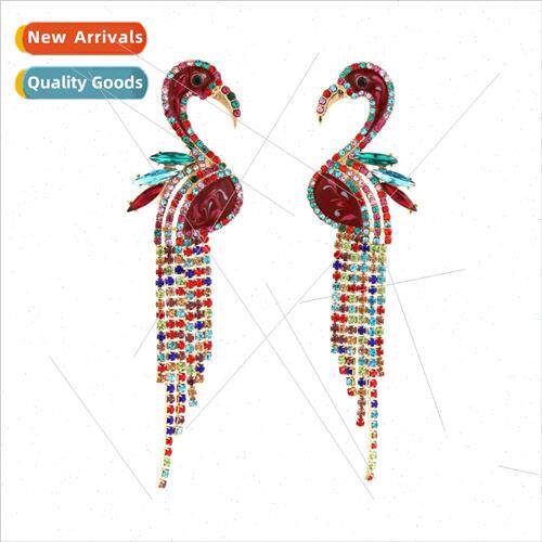 Fashion temperament colorful diamond flame bird earrings sim