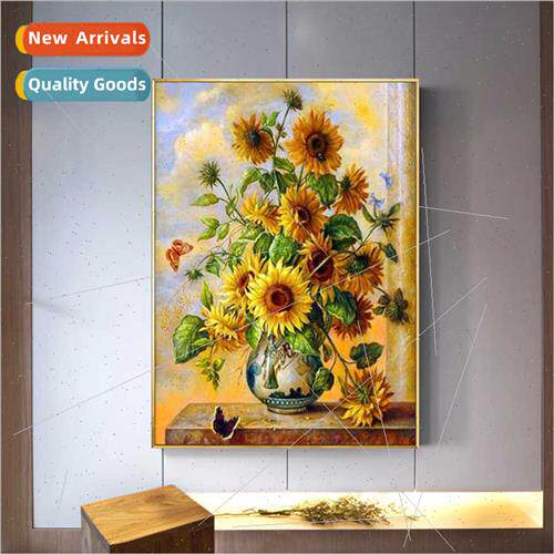 DIY  oil painting sunflower full round diamonds paste diamon