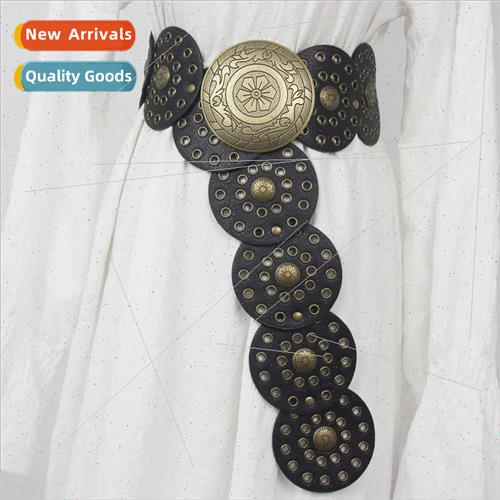 Europe retro western cowboy belt ladies punk decorative roun