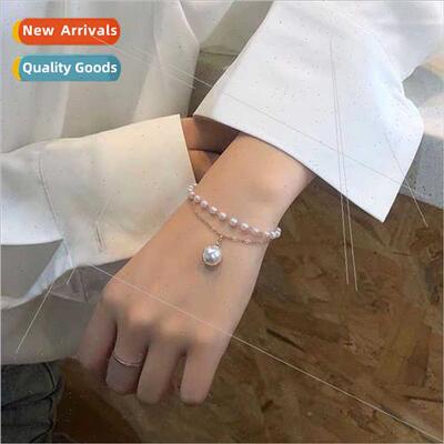 Korea ins super fairy niche double layer pearl pendant brace