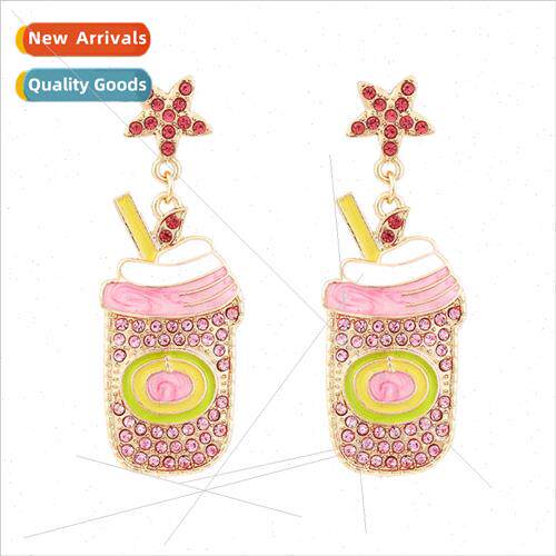 lovely temperament oil drop drilling stars juice cup earring