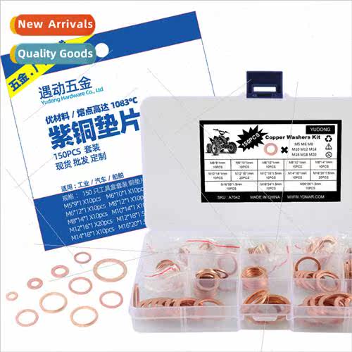 150pcs-M5-M20 Purple Copper Gasket Flat Washer Set Purple Co