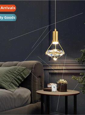 Modern simple copper crystal chandelier light atmosphere bed