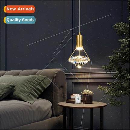 Modern simple copper crystal chandelier light atmosphere bed