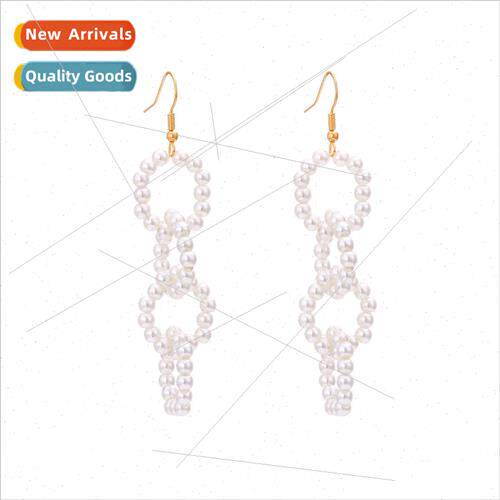 personalized wild multi-layer circle imation pearl earrings