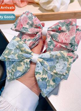 retro flower bow hairpin female new super fairy floral top c