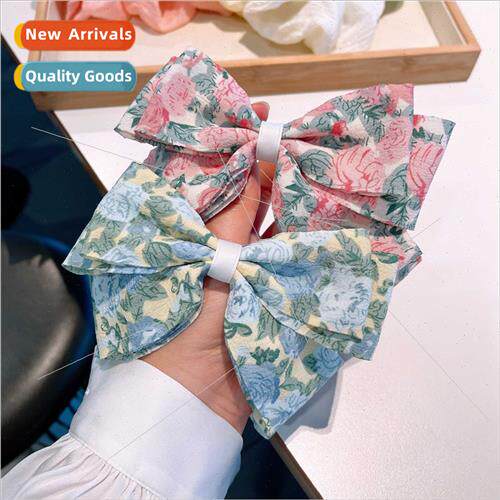 retro flower bow hairpin female new super fairy floral top c