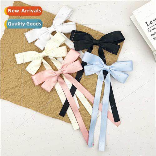 Solid-coloured bow hair clips female temperament versatile l