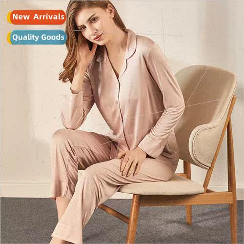 Autumn new long-sleeved silk pajamas women loose large size