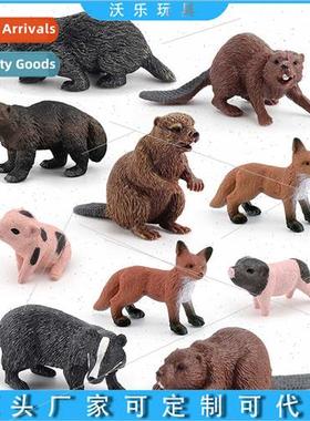 Wild animals beaver fox badger wolverine piglet set model mi