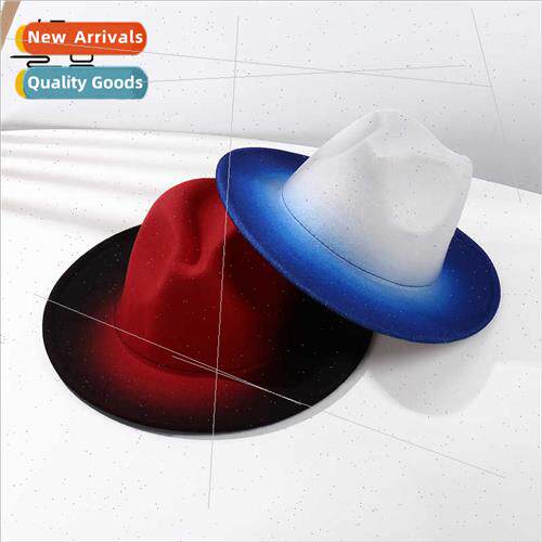 Fashion gradient colour jazz hat women England retro two-col