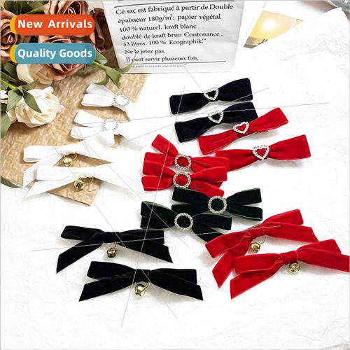 Sweet lovely velvet bow hair clips simple versatile love sid