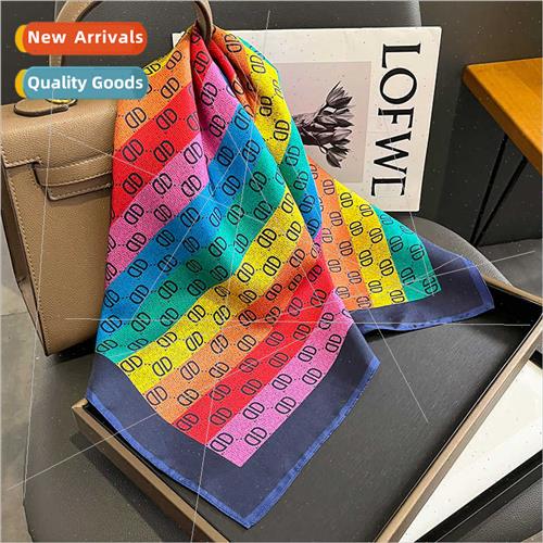 2022 new letters twill silk temperament silk square scarf wo