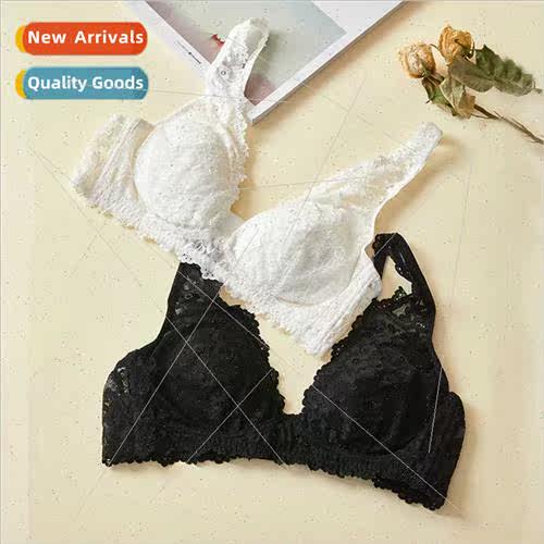 Autumn lace thin bra mulberry silk gathered whout steel ring